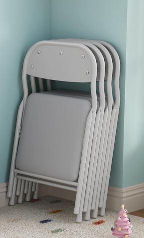 Kids Folding Chairs , Toddlers Children's Activity for Dining Room, Daycare, Classrooms (Grey), 4pcs