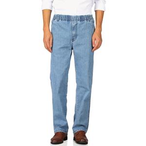 Soojun Mens Casual Loose Fit Elastic Waist Jeans Denim Pants (38W x 30L)
