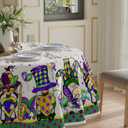 XCHI Plaid Gnomes Masks Iris Fleur De Lis Mardi Gras Tablecloth Round Carnival Table Cloth Washable Table Covers for Indoor Dining Home Party Decorations 60x60 Inch