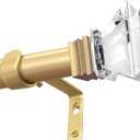 Exquisite Gold 46-148Inch Adjustable 1in Steel Curtain Rod with Acrylic Finials. Crystals Square Transparent Diamond, Easy to Install, Suitable for Bedroom and Living Room, Kitchen and Hotel