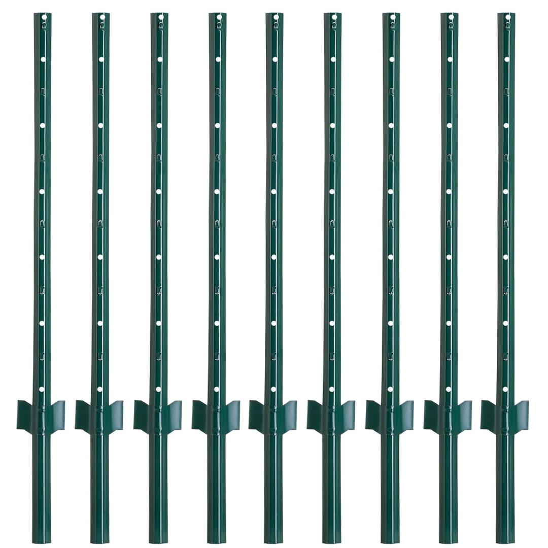 4 Feet Fence Posts Sturdy Duty Metal Fence Post, No Dig Garden U Post for Wire Fencing Steel Post for Yard, Outdoor Wire, Pack of 10