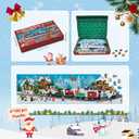 Christmas Train Puzzle for Adult, Xmas Santa Holiday Jigsaw Puzzle, Winter Forest Snow Scene Puzzle