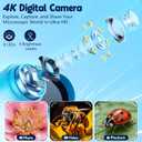 Odatay 4K 1000X Digital Microscope for Kids with Long Distance Viewing & 2.4" Screen, Portable Handheld Edu Toys for Kids Exploring Bugs Plants at Home Classroom & Outdoor Travel, Blue