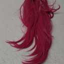 FantaLook Long Straight Hot Pink Cosplay Wig with 2 Ponytails for Halloween Party CostumeSmall Size