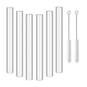 [6 Tubes & 2 Brushes] 4inch Borosilicate Glass Test Tubes, Heat Resistant & Non-Breaking for Science Labs, Home Kitchen Spice Storage, DIY Essential Oil