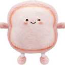 Toast Bread Pillow Funny Food Plush Toy Pillows Small Cute Stuffed Plush Sofa Pillow (Toast Bread, Pink)