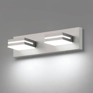 SineRise LED Modern Bathroom Vanity Light Fixtures (2-Light, 15.5-Inch), Brushed Nickel Modern Acrylic Bathroom Wall Lighting Fixtures Over Mirror (Cool White 6000K)