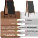 4 THOUGHT A-Frame Double-Sided Magnetic Chalkboard 40"x20", Solid Pine Wood Freestanding Sandwich Board for Cafes, Restaurants, Weddings (Rustic Brown)