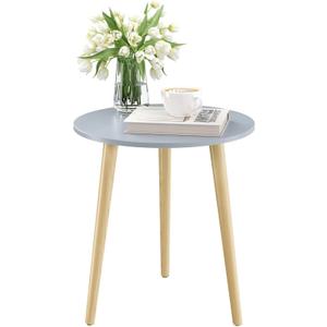 Apicizon Round Side Table, Blue Grey End Table for Small Spaces, Nursery Round Side Table Small Bedside Table Living Room, Bedroom, 16.5 x 20.5 Inches, 16.5D x 16.5W x 20.5H in