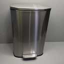 QUALIAZERO 50L/13Gal Heavy Duty Hands-Free Stainless Steel Commercial/Kitchen Step Trash Can, Fingerprint-Resistant Soft Close Lid Trashcan, 50L / 13 GAL