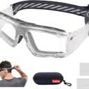 SooGree Basketball Soccer Football Sports Protective Eyewear Goggles Racquetball Sports Goggles Eye Safety Glasses (Transparent Frame Gray Pad)