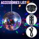 Disco Ball Light Decorations, 6" Hanging Mirror Ball Rotating Motor with 23 LED and 4 Light Colors for Home Studio Indoor Party