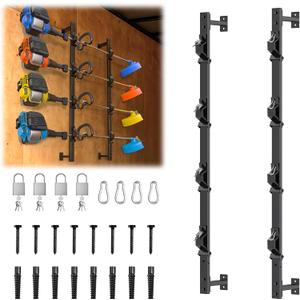 Weed Eater Rack for Enclosed Trailer with Locks, 4 Place Weedeater Rack for Open/Enclosed Trailers Spring Hasp Trimmer Rack 360° Pad Enclosed Trailer Accessories Lawn Care Equipment Cargo Rack