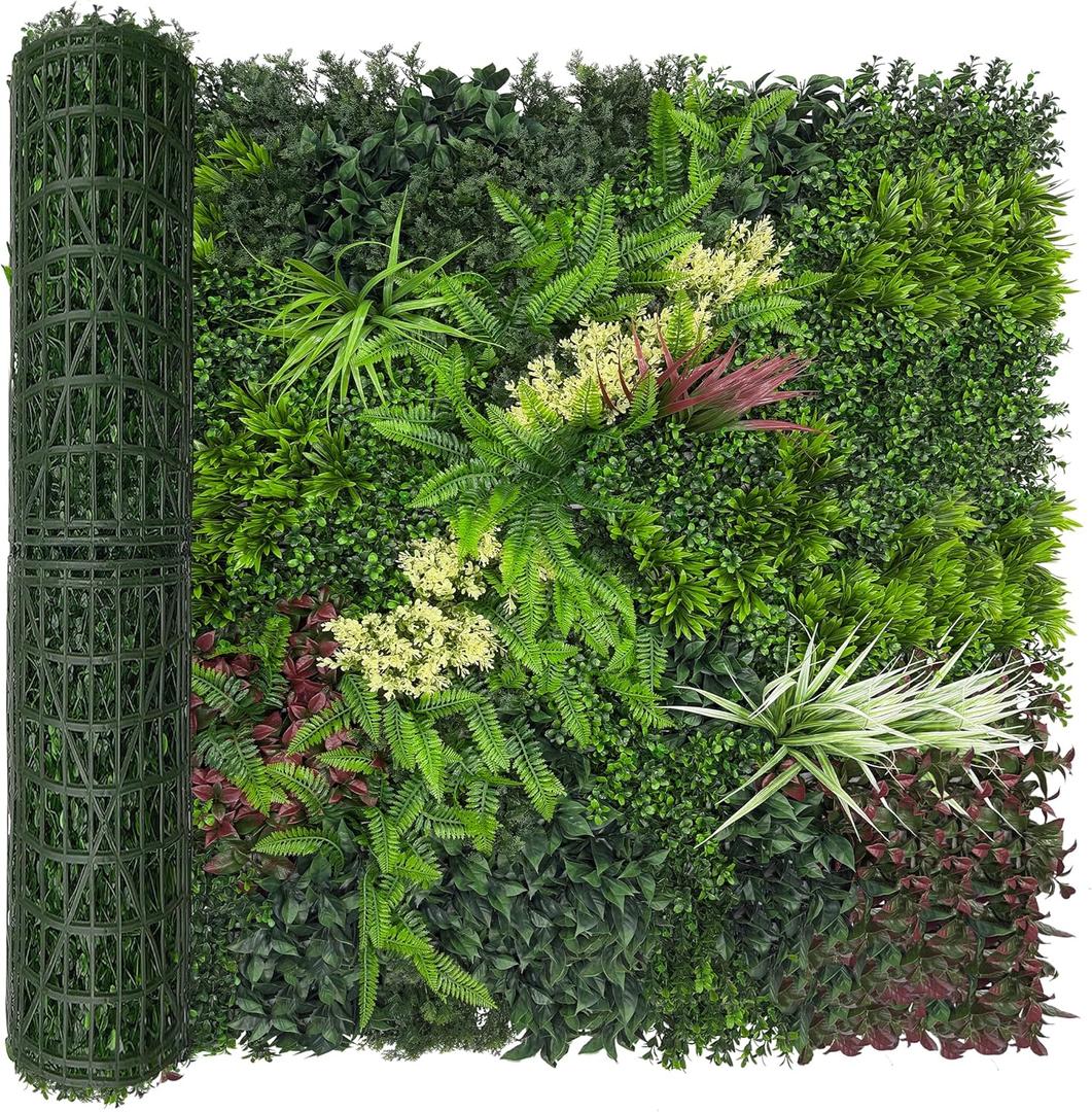Artificial Ivy Boxwood Roll: 48"x120" UV Resistant Green Leaves Faux for Interior Backdrop,Garden and Indoor Outdoor Wall&Fence Covering Privacy, Party Wall Greenery Decor