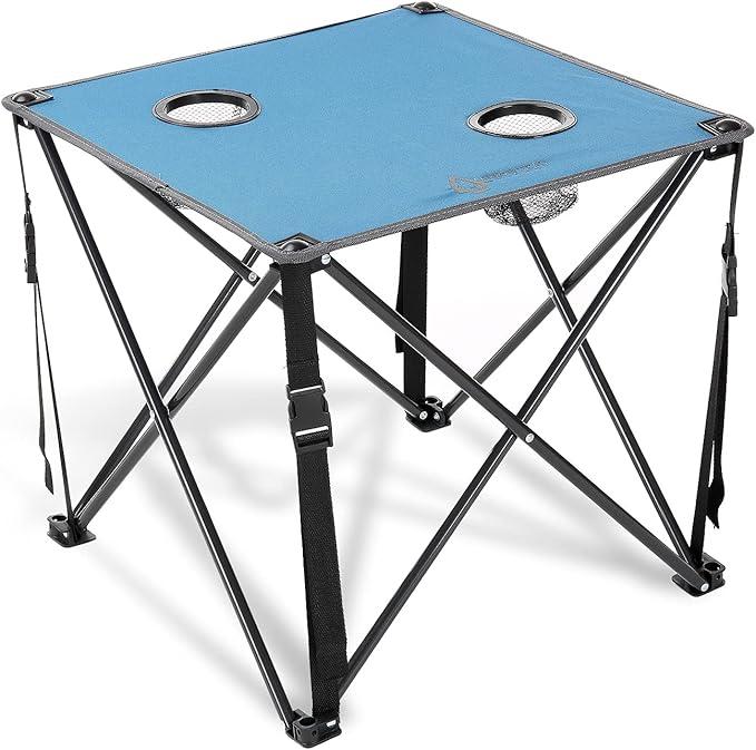 arrowhead outdoor 
26" Folding Table With Two Cup Holders(Blue)