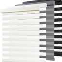 AOSKY Cordless Zebra Blinds for Windows Pull Down Roller Window Shades Dual Layer Light Filtering Privacy for Day and Night, Free-Stop Door Shades for Home Easy to Install (35.5" W X 72" HWhite)