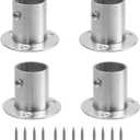 Geesatis 4PCS Total Height 1.57" Fit Diameter 1.0" Pipes High Flange Holder Rod Stainless Steel for Wardrobe Ceiling Mounting Bracket, with Screws