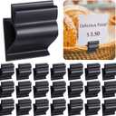 20 Pack Food Tray Label Holders Bowl Sign Clip Black Plastic Reusable Clip on Sign Holder for Buffet on Table Number for Cup Buffet Deli Tray Charcuterie Bake Sale Gathering Retail Merchandise Display