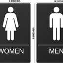 ASSURED SIGNS Bathroom Signs, Restroom Sign For Business - For Men and Women - 2 Pack - 9" by 6" - ADA Compliant with Braille - Strong Double-Sided Adhesives Included - Apply to Office, Home, Public Door/Wall (Black Male Female Sign)