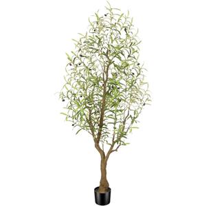 Faux Olive Tree 6FT, Olive Trees Artificial Indoor, Fake Tree with Realistic Leaves & Fruits for Home Office Living Room Decor