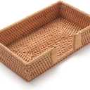 Rattan Napkin Holder Rectangle, 9.5" x 5.5" x 2", Wicker Napkin Tray, Woven Guest Towel Holder for Restaurant/Kitchen/Bathroom Paper Towels for Guests