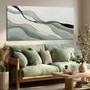 Dolidoteart Green White Black Abstract Canvas Wall Art, Large Abstract Wall Decor for Living Room, Modern Wall Art Print for Bedroom Office, 24x48 Inch