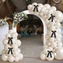 Pearl White Sand Balloon Garland Arch Kit 153 Pcs Garland Balloon Bow Pearl Sticker Party Decor for Wedding Bridal Engagement Coquette Birthday Party Decorations