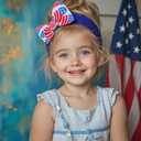 Baby girl bows Newborn Headband Hair Bows for Infant Toddlers with Double bows 4.5in*3.5in (Heat flag& red stripe)