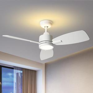 TALOYA Ceiling Fan with Lights Remote Control, 42 inch, Reversible Quiet DC Motor, 3 Dual-Faced Blades Modern Ceiling Fans for Bedroom Patio Indoor Covered Outdoor White