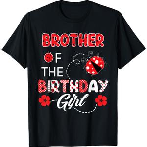 Brother of The Birthday Girl - Family Ladybug Birthday T-Shirt, Large