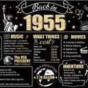 Large Black Gold 70th Birthday Party Decorations Back in 1955 Banner for Men Women 70 Anniversary Photo Background Poster Sign Party Supplies for Outdoor or Indoor