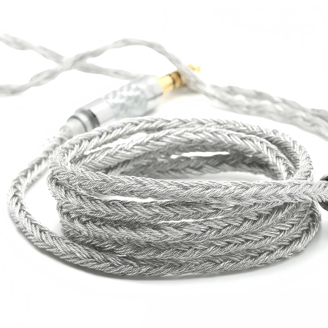 IEM Cable, 24-Core Silver-Plated Headphone Upgrade Cable, 1.25m, with 4.4mm and 3.5mm Plugs, Suitable for Gaming IEMs(Gray, 3.5mm 2 PIN)