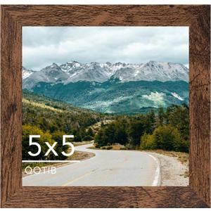 2 x 5x5 Picture Frame Deep Brown for Wall Hanging or Tabletop, Wood 5 x 5 Frame Photo Frame for Wall Horizontally or Vertically, Deep Brown, 1 Pack