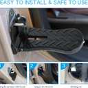 Car Door Step with Latch Protector, Extended Foldable Aluminum Alloy Car Step, Thickened Rubber Gasket for Car Door Step Hook Stand on Both Feet Universal Roof Rack Access 500lbs Capacity - Black