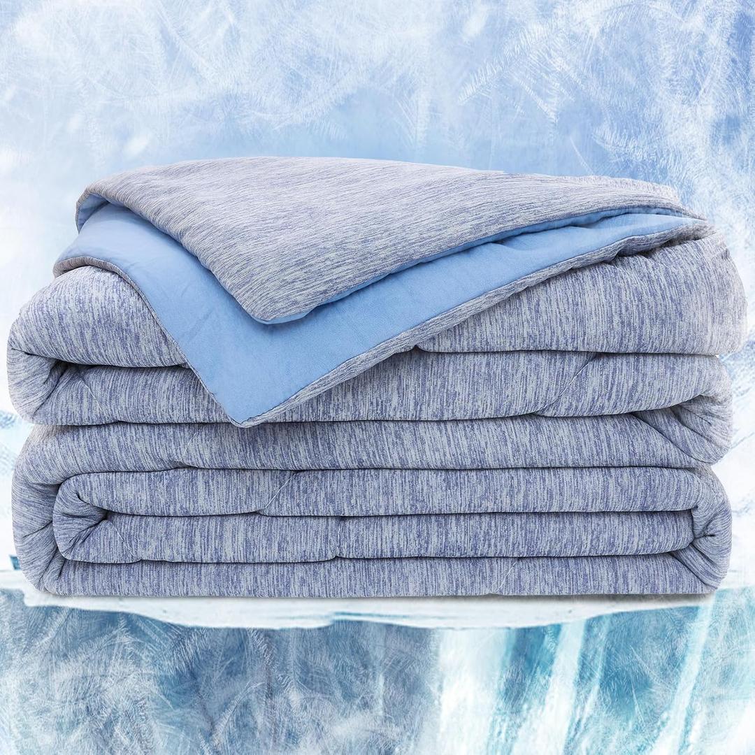 OMERAI Cooling Comforter King Size, Double-Sided Cooling Blanket for King Size Bed, Lightweight, Breathable, Soft Summer Comforter for Hot Sleepers, Q-Max 0.45, Blue, 90"x 108"