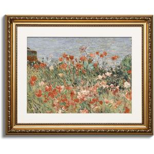 ARPEOTCY Vintage Gold Framed Wall Art, Retro Garden Shoals Sea Sky, Canvas Prints Artwork with Antique Frame, Victorian Wall Paintings Decor for Living Room Gallery, 13x16 inch (16L" x 13W")