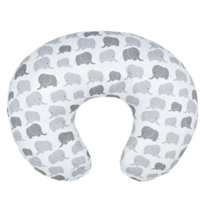 Boppy Original Nursing Pillow, Gray Elephants, Ergonomic Nursing Essentials for Bottle and Breastfeeding, Firm Fiber Fill, with Removable Pillow Cover, Machine Washable