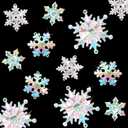 Dilunave 40 Pieces Iridescent Christmas Snowflake Ornaments Acrylic Christmas Tree Decorations Crystal Snowflakes Translucent Winter Hanging Ornaments for Xmas Tree DIY Crafts