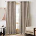 RYB Home Farmhouse Curtains Elegant Velvet, Darkening Privacy Shades as Window Treatment Thermal Curtains for Living Room Bedroom Dining Room, Camel Beige, W52 x L108 inches, Set of 2 (52"W x 108"L (Pack of 2))