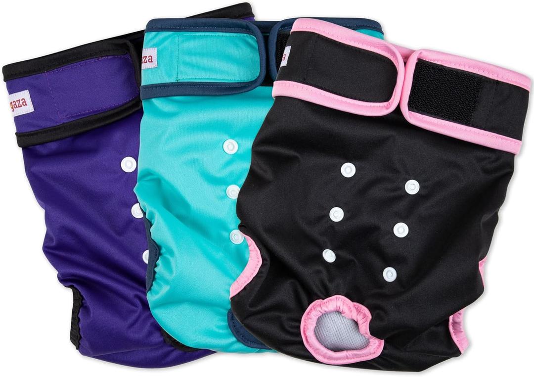 Fuz Bigaza Washable Dog Diapers for Heat & Periods - Reusable Female Dog Diapers with Adjustable Snaps (Small)