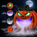 Halloween Decorations Pumpkin Fog Machine - Tabletop Water Mist Maker with Glowing Green Eyes, Spooky Indoor/Outdoor Tabletop Decor for Haunted House & Parties