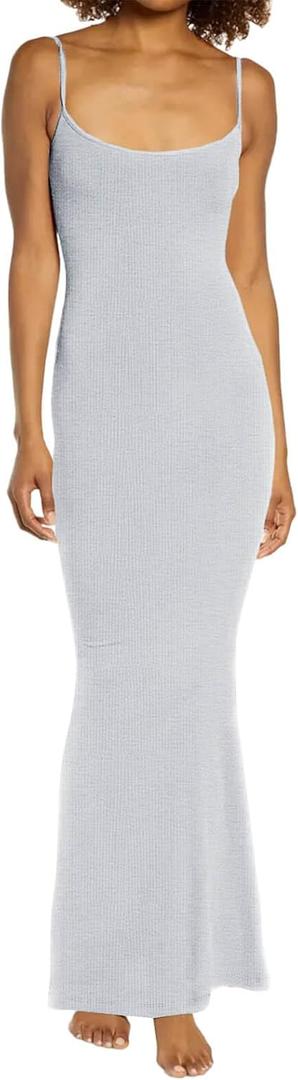 Womens Formal Dresses Bodycon Slip Sexy Sleeveless Backless Ribbed Casual Long Lounge Maxi Dress for Women 1-Grey Small
