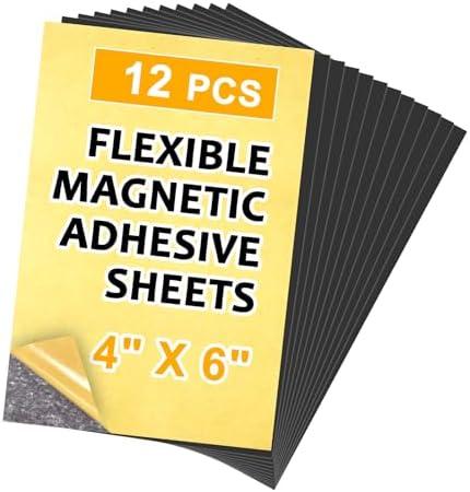 Towjug Magnetic Adhesive Sheets,4" x 6",12 Pack,Easy-to-Use Magnetic Paper with Adhesive Backing for Photos & Postcards