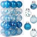 Clear Plastic Christmas Ball Ornaments, 30ct 2.36 Inch Blue Balls for Tree Decoration - Shatterproof for Holiday Wedding Party Gifts (60mm/2.36inch)