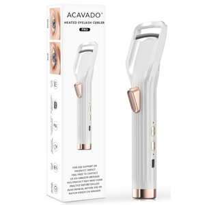 Heated Eyelash Curler Premium PRO - Fast Heat up in 8s - 24 Hours Long Lasting - Rechargeable Electric Eyelash Curler with Type-C, Innovative L Silicone, 2 Heat Modes, Anti-Burn Eyelid, White-BC