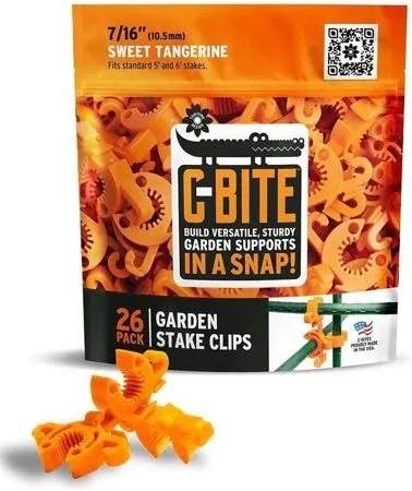 Plant Support Clips for Trellis, Garden Stakes, Wire Fence, Climbing Plants, Indoor Gardening, Hydroponics Systems, and Vines | Durable Gardening Clips (Tangerine Orange - 26 Pack)