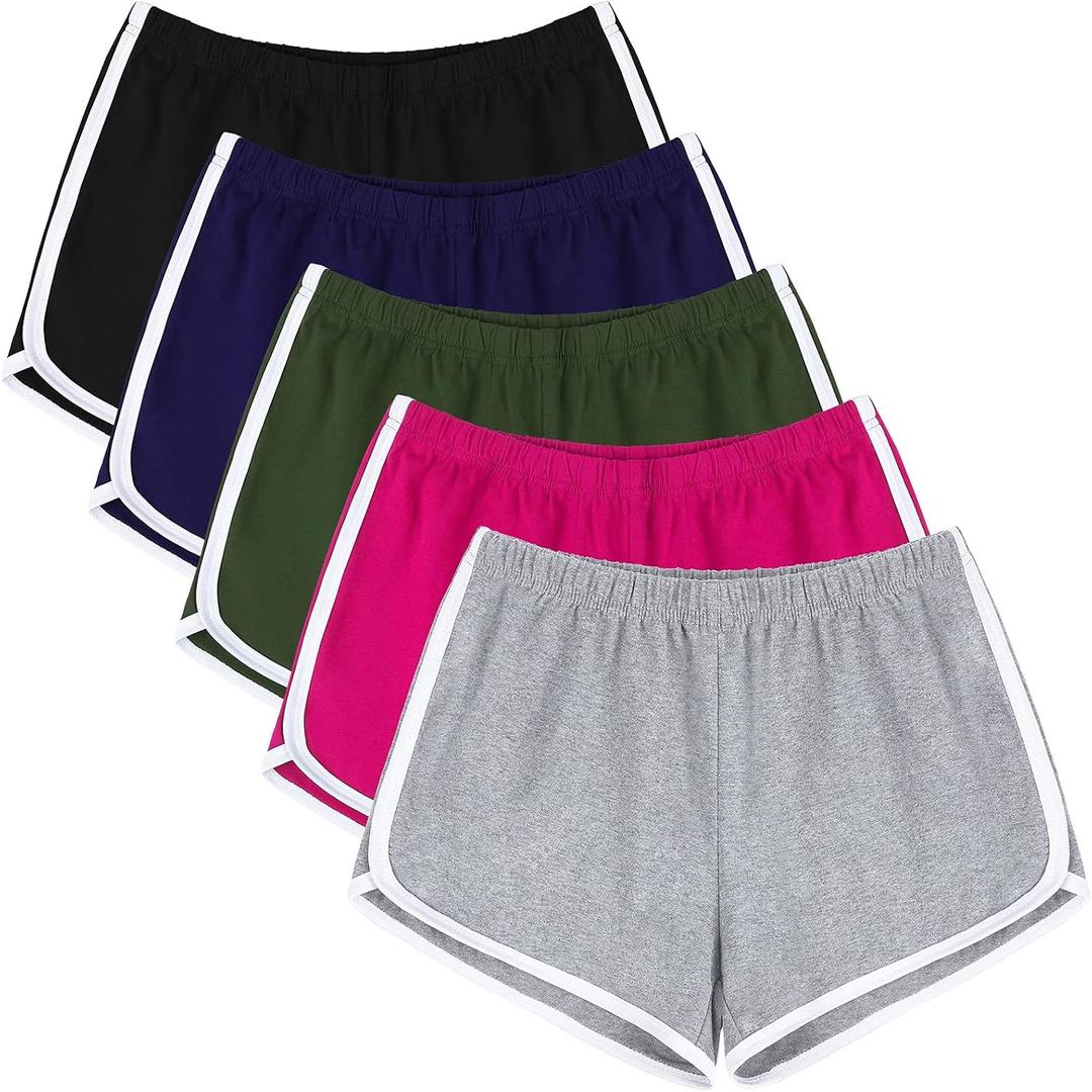 URATOT 5 Packs Soft Comfy Booty Cotton Workout Pants Breathable Lounge Dolphin Shorts Cycling Hiking Pants for Women (White, L)