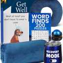 Get Well Soon Gift Basket for Men  Recovery & After Surgery Care Package - Neck Pillow, Plush Blanket, Insulated Tumbler, Massage Roller, Puzzle Book, Funny Card, Pen