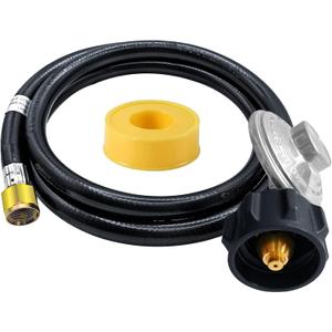 5 Feet Propane Regulator with Hose, Universal Gas Grill Regulator and Hose for Blackstone 28''/36'' Griddle, for Weber Grill, Heater, Fire Pit Table and Most LP Gas Grills, Etc.