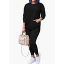 Women Two Piece Outfits Casual Long Sleeve Sweatsuits Jogger Tracksuits Lounge Sets With Pockets M